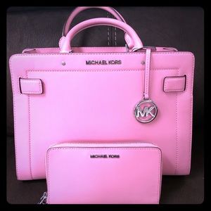 Michael Kors Medium Pink Saffiano Leather Satchel